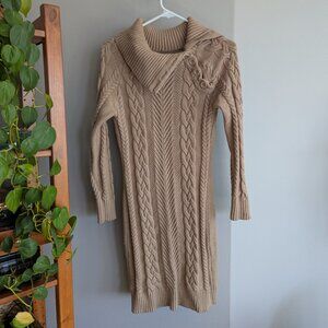 Tan cableknit sweater mini dress, M